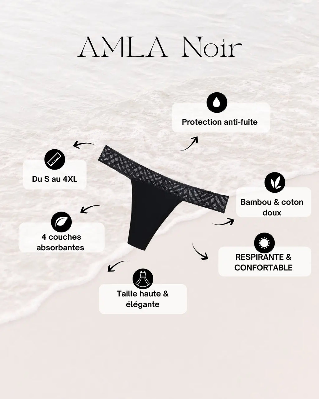 Culotte Menstruelle - Amla Rouge/Noir/Bleu Ched'ys