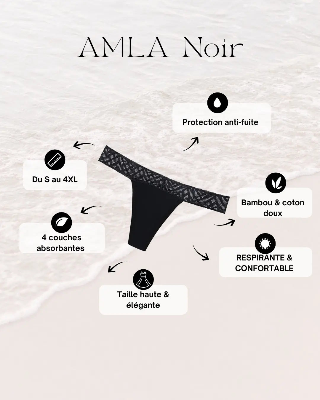 Culotte Menstruelle - Amla Rouge/Noir/Bleu Ched'ys
